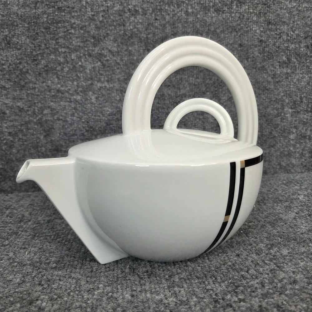 Rosenthal Studio-Line Porcelian Mario Bellini Cupola Teapot MCM White Black Gold